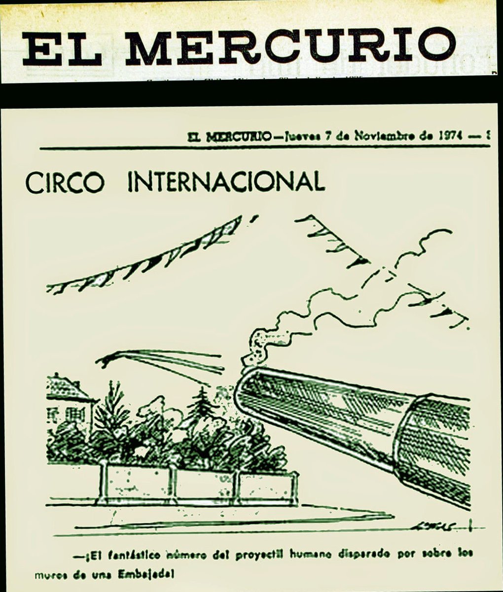 Ni Pinochet se atrevió a ingresar por la fuerza a una embajada, pero hizo algo peor: arrojó el cuerpo de Lumi Videla, asesinada por la dictadura, al interior de la embajada de Italia. El Mercurio se burló del crimen, comparándolo con la bala humana. La derecha es SINIESTRA.