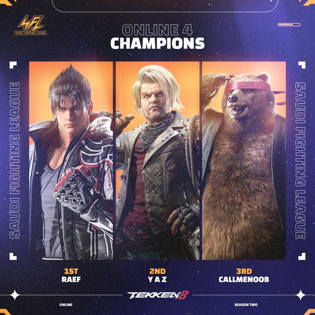 بطل بطولة الأونلاين للعبة TEKKEN 8 هو <a href="/luminousRage/">REJECT | Raef</a> 👏

بالحنكة والذكاء والمهارة يربّح نفسه البطولة 🤩

العوض بالجايات يا عيال، GGs 🙏
<a href="/YAZ_500_YAZ/">Y A Z</a> 
<a href="/CallMeNo0b/">Ayman-CMN</a>