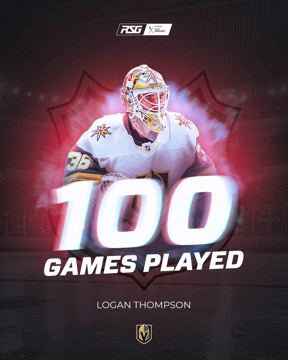 rsghockey's tweet image. Milestone Alert 🚨: Congrats to Logan Thompson on playing in his 100th career @nhl game last night!

#RSGHockey #NRXHockey #VegasBorn