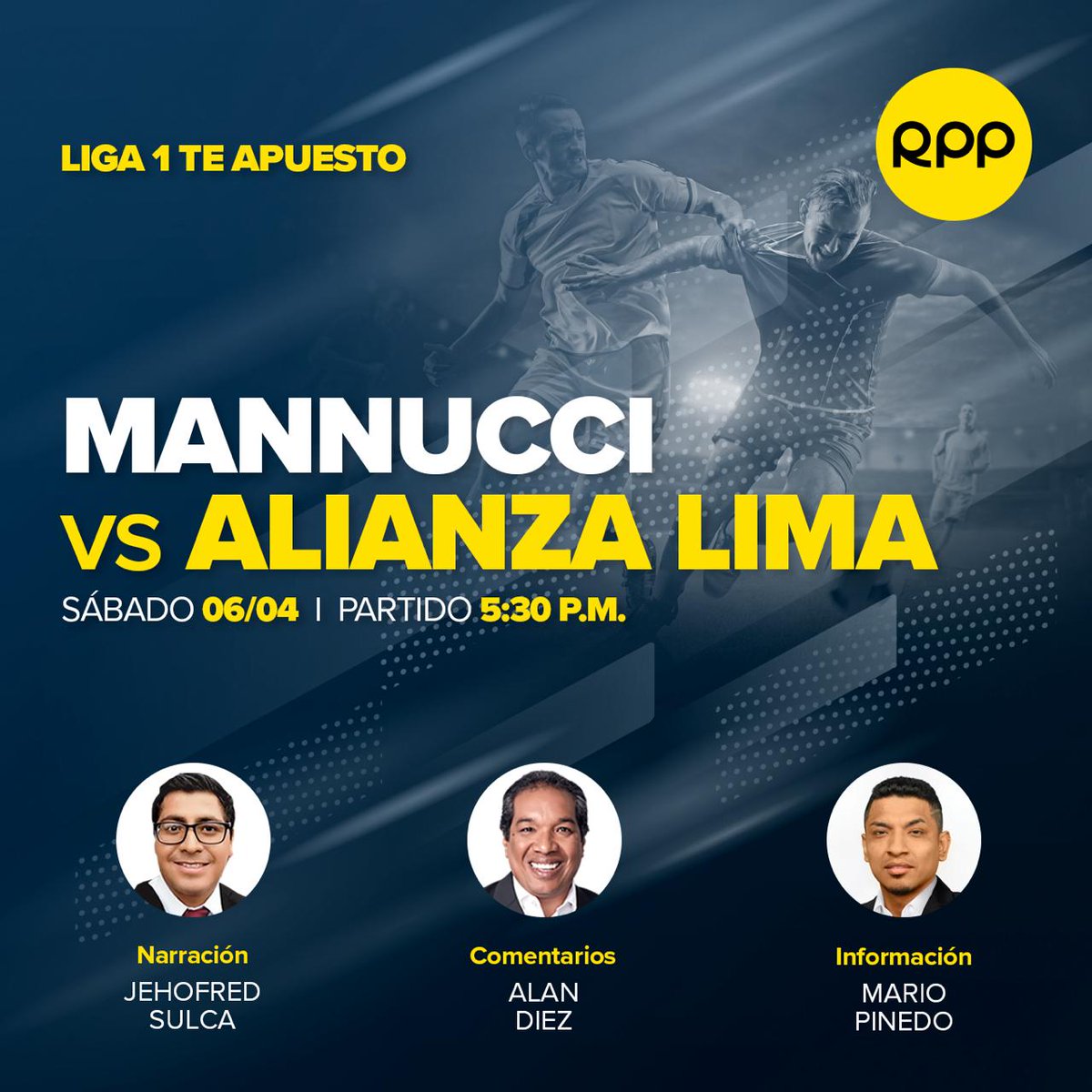 🔴#EnVivo: Hoy narramos el partido entre @camannucci y @ClubALoficial por la @Liga1TeApuesto ▶️Escúchalo en @RPPNoticias desde las 5:30 PM 📻89.7FM/730 AM 📱rpp.pe/audio/en-vivo Hoy junto a @GargantadelGol, @ADiezGol y @mariopinpan14 🙌