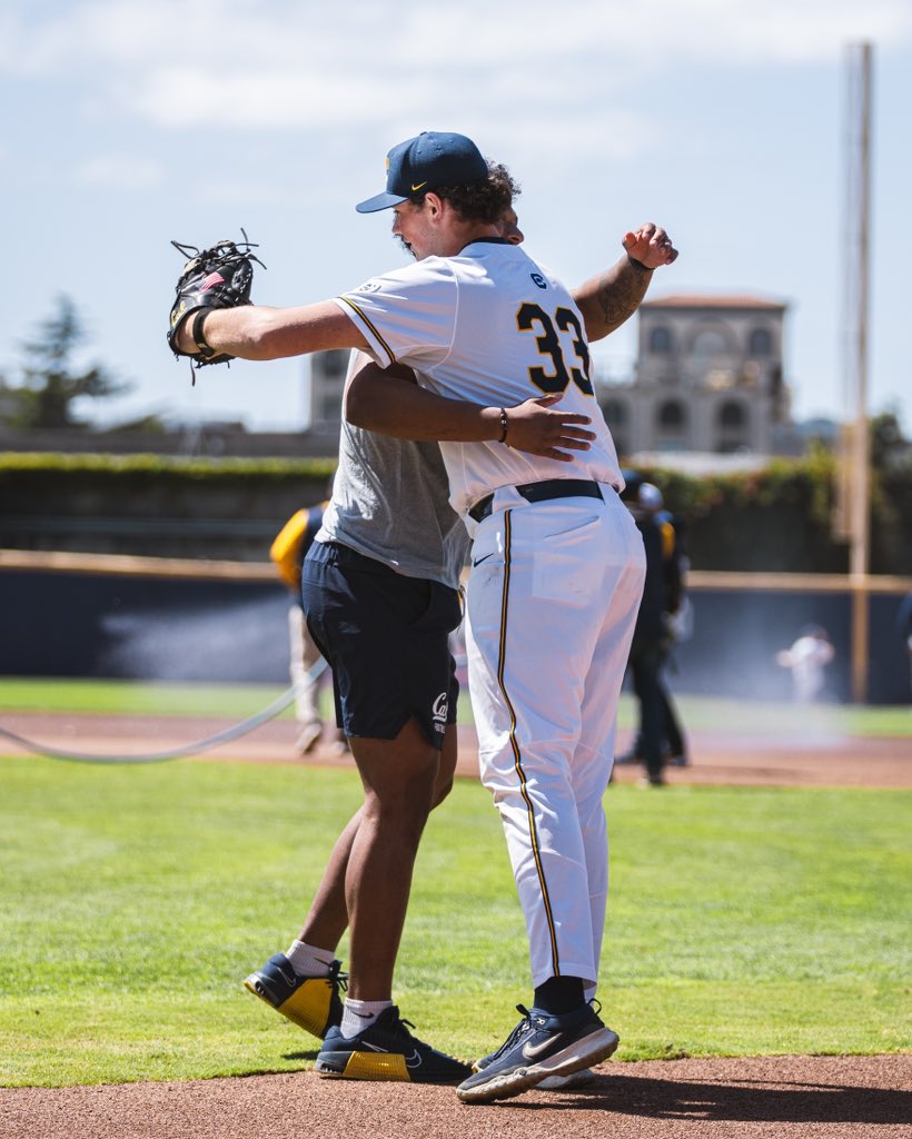 Our leaders of the Golden Buddies Football Clinic threw out the first pitch for Cal Baseball in honor of National Student Athlete Day! #GoBears | #ALLIN