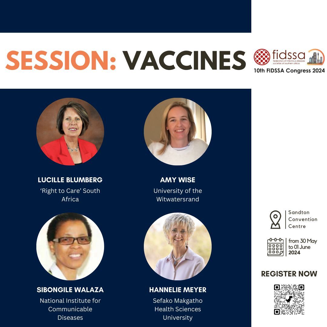 #FIDSSA2024 🦠 Register now: buff.ly/3VLEBOu! Don't miss out! Time is ticking! ⏰ Sandton, May 30 - June 1, 2024. You will have major FOMO if you miss this exciting session on #vaccines with Lucille Blumberg, Sibongile Walaza, @HannelieMeyer, Amy Wise and others!