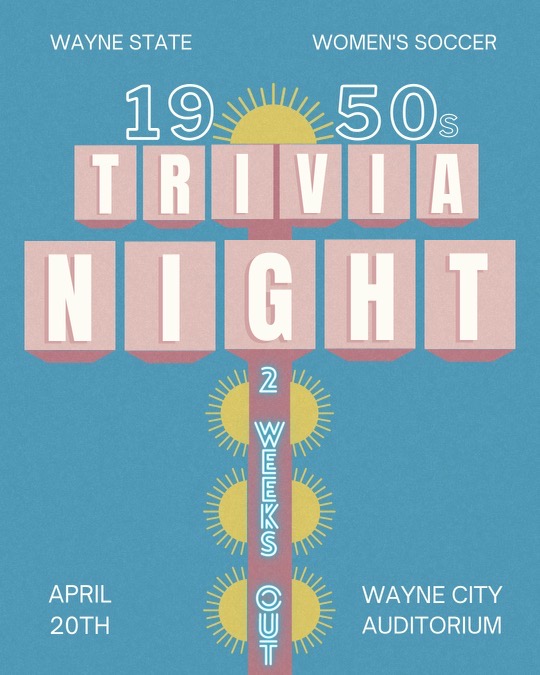 🚨Trivia Night - April 20🚨 We are 2 weeks out from our annual Trivia Night!! Only 5 tables remain. Register Today! Questions about the event or to register please contact Coach Hester. #GoCats⚽️🐯