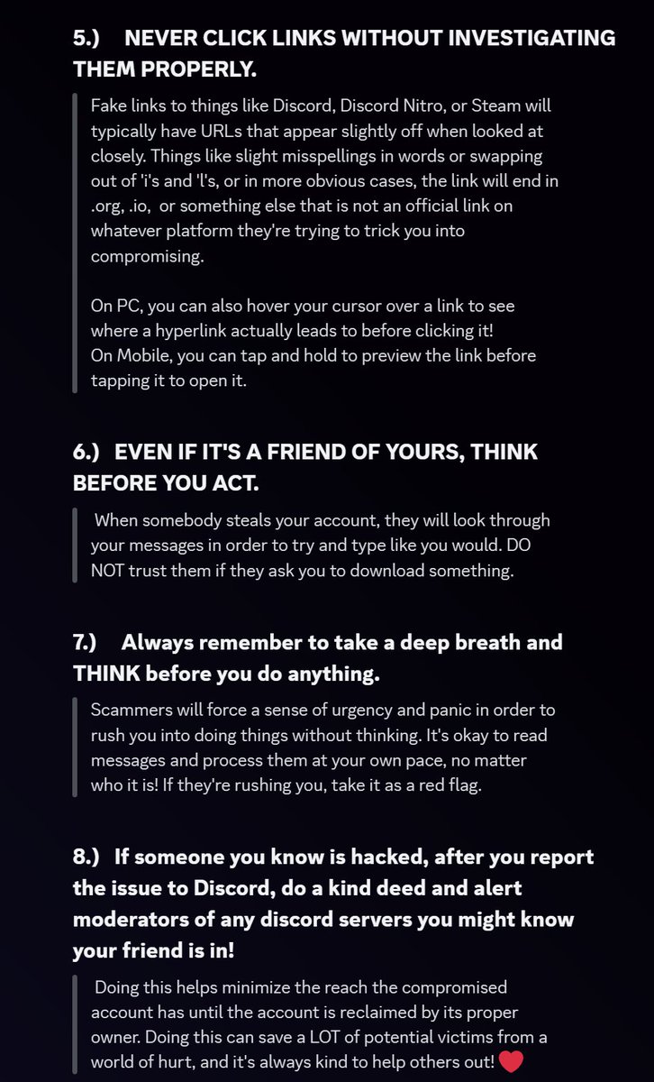 💖 PSA: DISCORD SAFETY THREAD! 💖 I know y'all are seeing that one safety thread going around... Felt it'd be appropriate to make an updated version of my old safety post. 🥰 Feel free to share other tips in the replies!