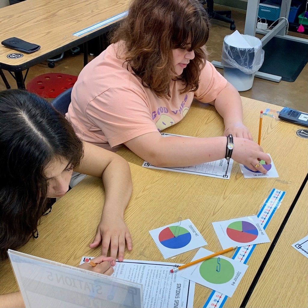 ✨ Math Class Spotlight ✨ Mrs. Reaves' 7th grade students rotated through several interactive centers yesterday to learn about theoretical and experimental probability! Great job, Bethel Hornets! 💙 #mathisfun #bethebest