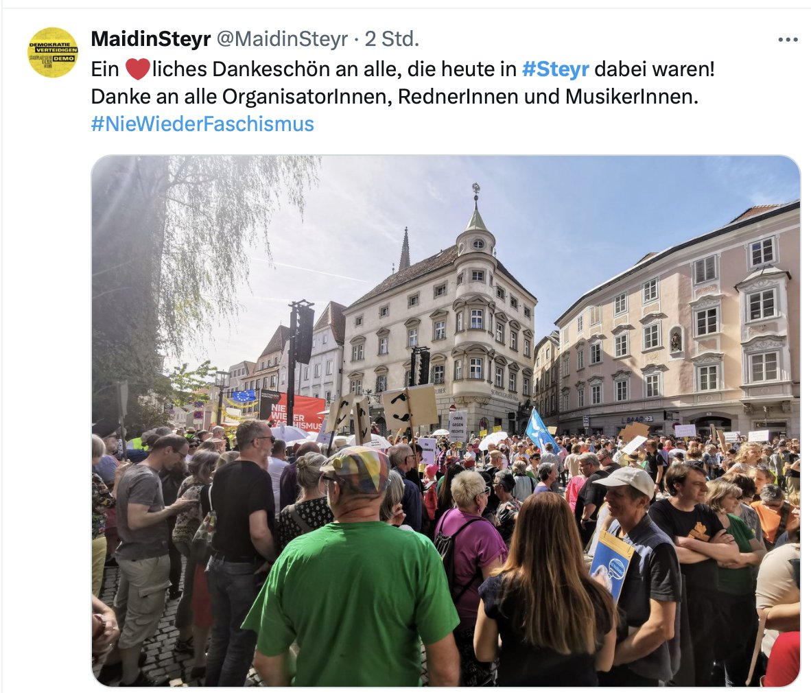 Wunschdenken des rechtsextremen Hetzers versus Realität #Steyr #DemokratieVerteidigen