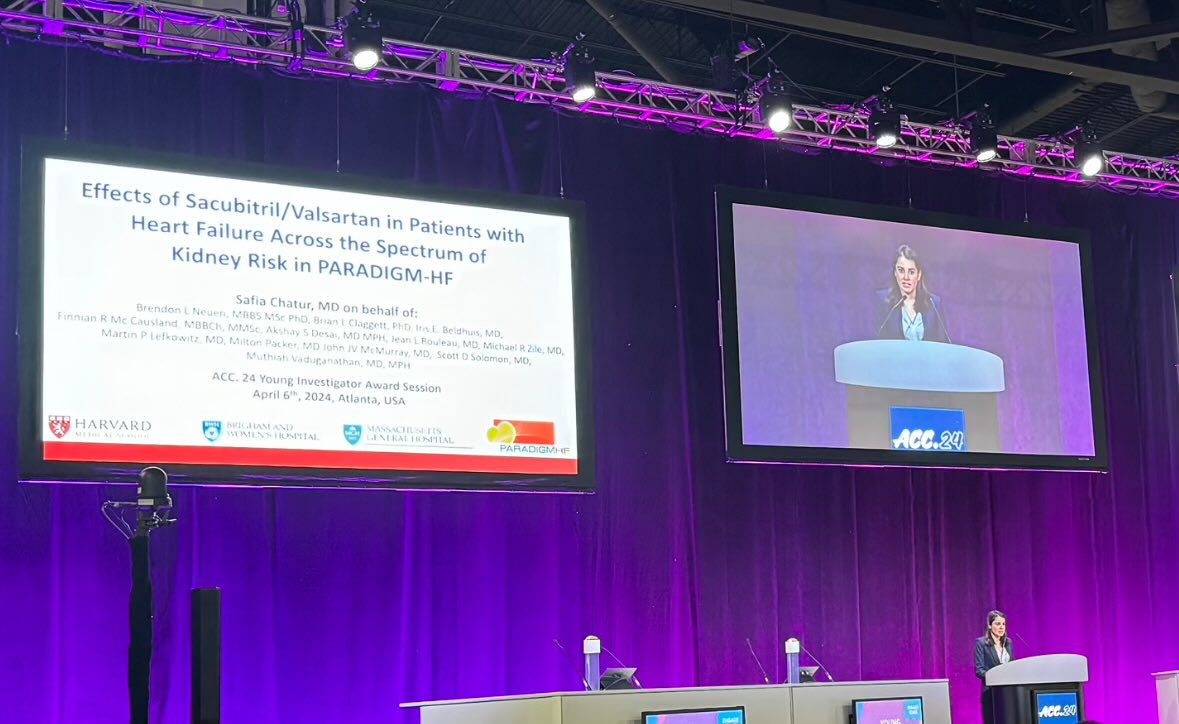 So proud of @safchat on the stellar Young Investigator Award presentation with simultaneous publication in @JACCJournals! Effects of #ARNI in #HF across the Spectrum of Kidney Risk in #PARADIGMHF jacc.org/doi/10.1016/j.…