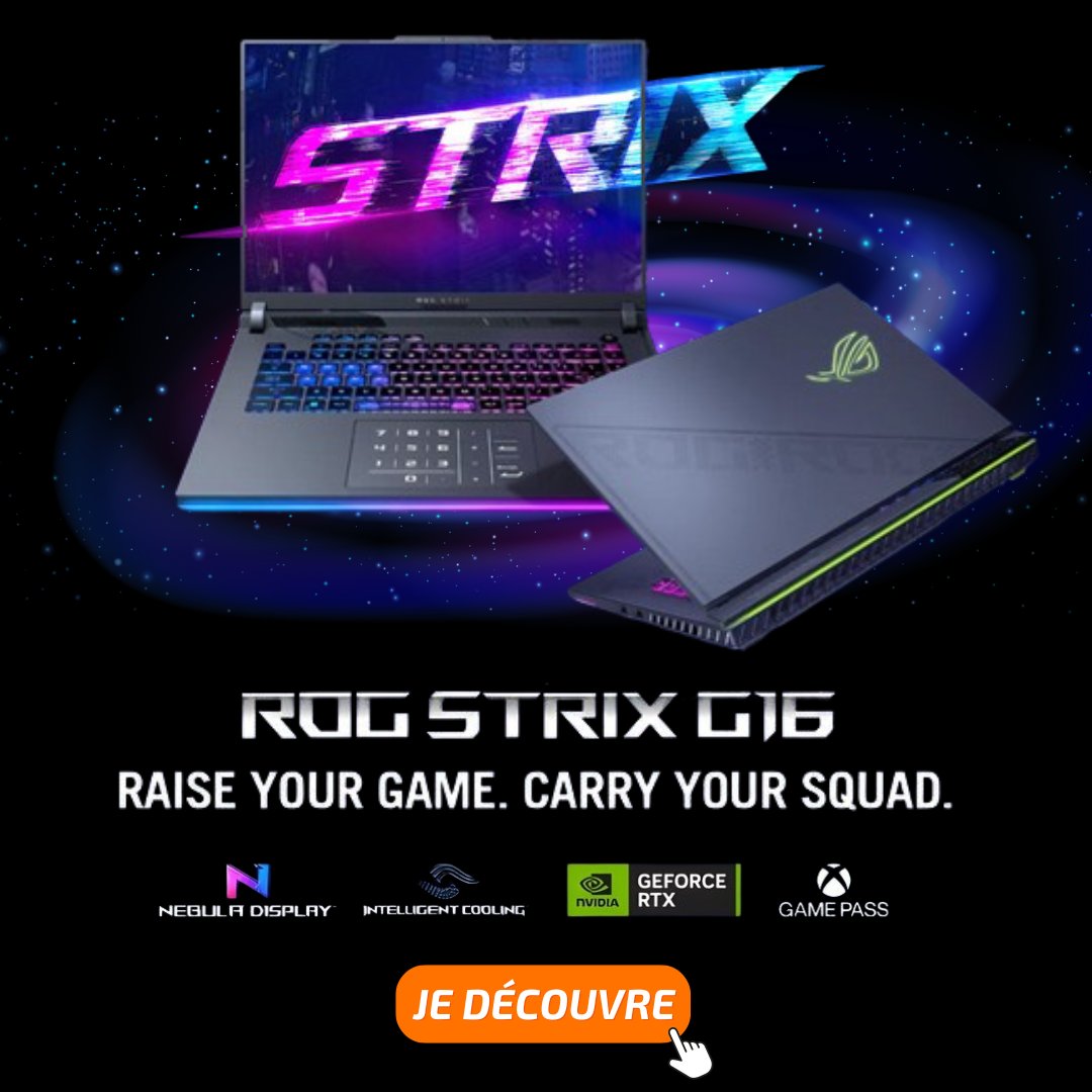 Portable ASUS STRIX G16 Du ultra haut de gamme à un prix jamais vu ! 😱 👉 flowup.shop/r/tDU Profite :    💸 D'un prix défiant toute concurrence (guette par toi même) 💸   🚀 D'un produit de qualité premium ! 🚀 Commande maintenant avant que le stock disparaisse !🌪️