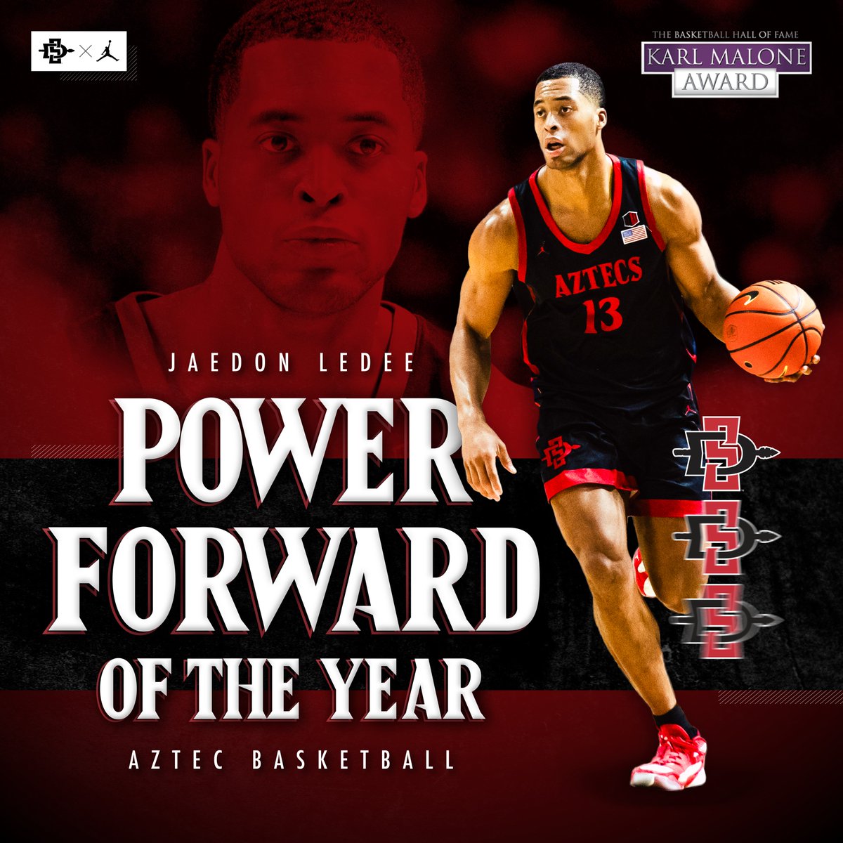Best of the best of the best!! Congratulations to @jae_ledee for being named the Karl Malone Power Forward of the Year!! #GoAztecs
