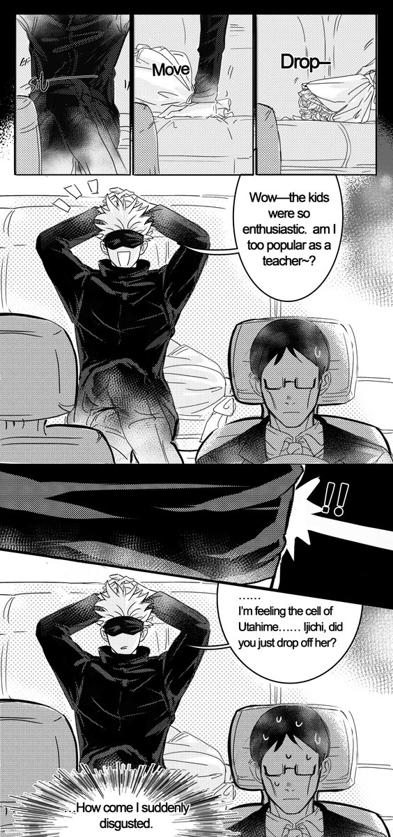 GH_E_jkp's tweet photo. I've finished the birthday comic of Gojo sensei——

*Background: Utahime and Satoru have been dating for years.
*Reading order: from right to left.

1 https://t.co/yWub3WAbKz