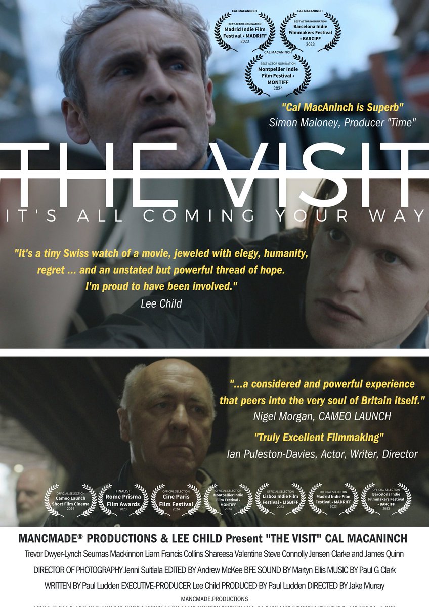 Proud to have another Official Selection & Best Actor Nomination for Cal MacAninch for #TheVisitFilm The Montpellier Indie Film Festival features some great Films from around the world but most come from France, as it should be.. Genuinely supporting their local talent..…