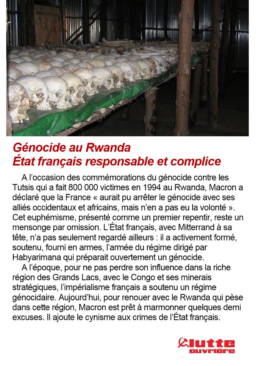 #RwandanGenocide
ÉTAT FRANÇAIS RESPONSABLE ET COUPABLE !