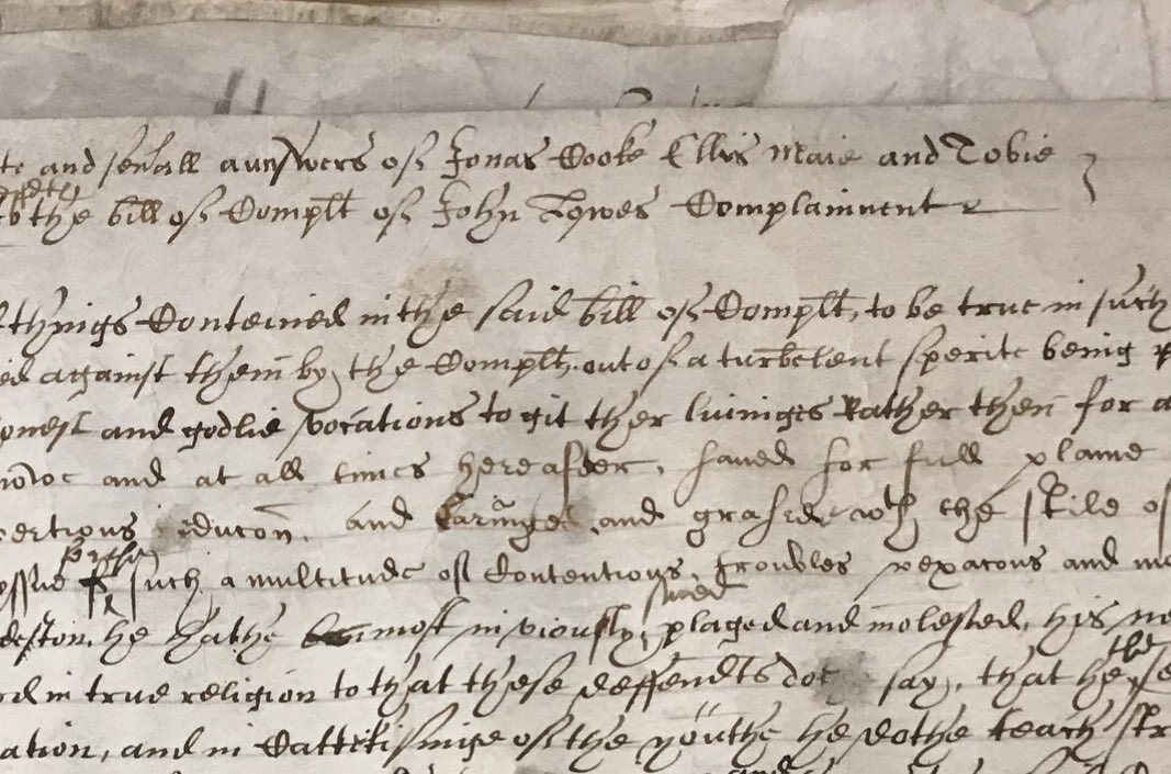 Favourite document of today: I’ve been wanting to look at this for a while. John Lowes, 17th century Vicar of Brandeston in Suffolk, falls out with his neighbours and sues them. Later they’ll accuse him of witchcraft…