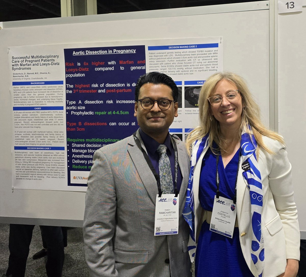 Great time meeting friends while presenting on the vascular care of pregnant patients with Marfan and Loeys-Dietz syndromes at ACC24