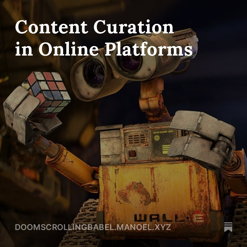 In this new blog post, I argue that to improve online platforms, we need to study content curation practices. That is pretty hard to do, but we should do it anyway :) doomscrollingbabel.manoel.xyz/p/content-cura…