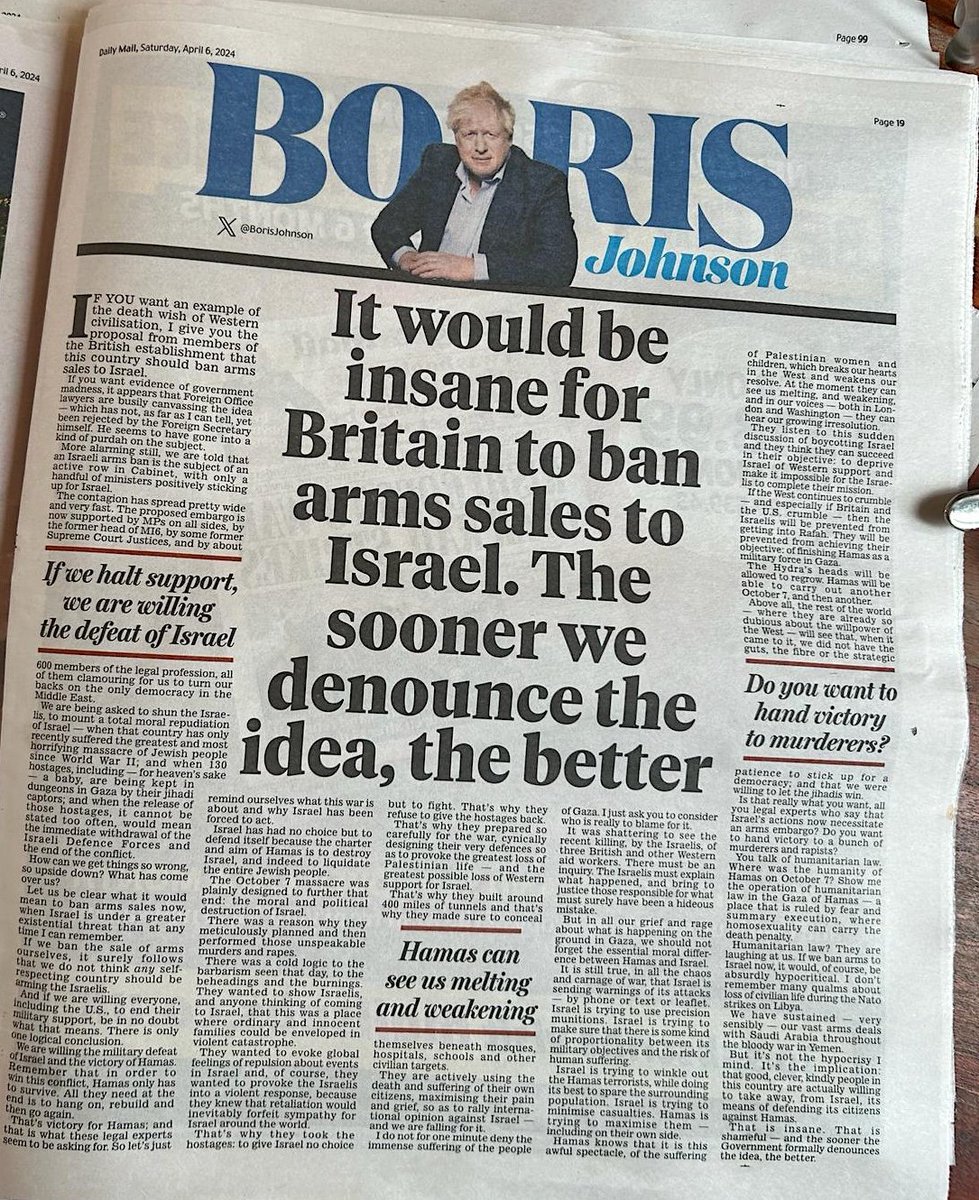 The worst Prime Minister of Britain since Anthony Eden, the man whose long series of lies & lazy misjudgements has done more damage to this country than anyone else in modern history, rides to the support of his Israeli counterpart, the equally catastrophic Benjamin Netanyahu.…