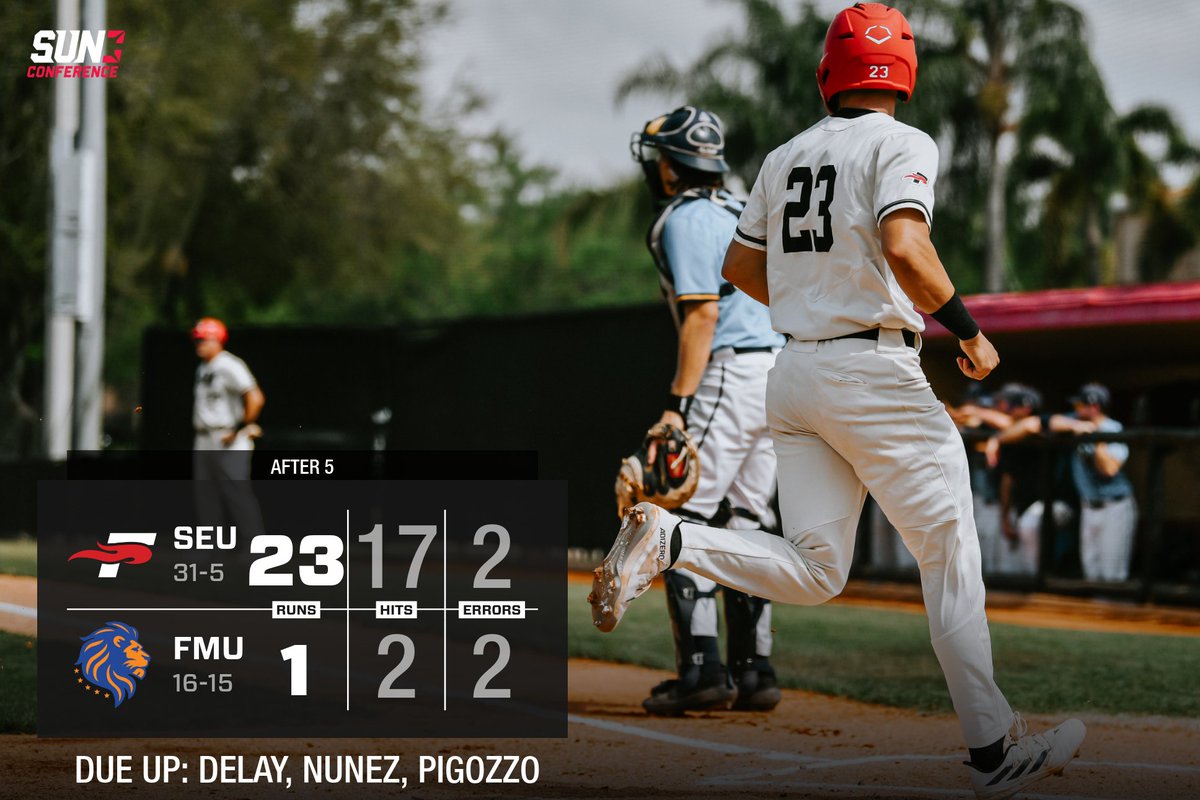 Five innings down, SEU continues to pile on the runs! #FuelTheFire