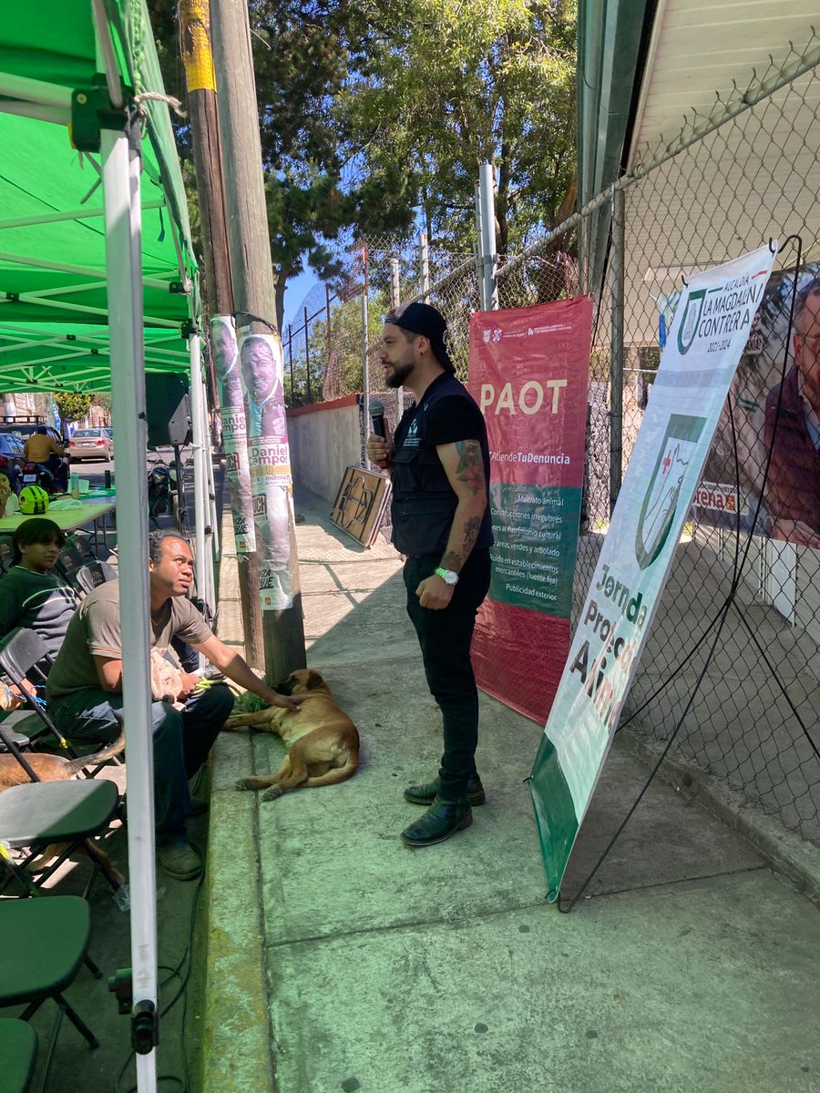 Personal PAOT participa en la Jornada de esterilización Canina y Felina 🐶🐱 que organiza @ALaMagdalenaC en la col Ocotal, impartiendo pláticas y orientaciones sobre #BienestarAnimal. ¡Acércate, participa y conviértete en un tutor responsable! 🐕‍🦺🦮 @AdoptaCDMX