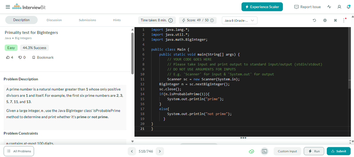 fleetXtoman's tweet photo. Hey there, I've completed #Day096 of the #365DaysofCode Challenge with
@scaler_official
Join Discord: https://t.co/s0UVEzRVO4

Solved Question: "Primality of BigIntegers"
#scalerdiscord #codewithscaler #365daysofcodescaler #365DaysofCode https://t.co/pdOyR91xSA