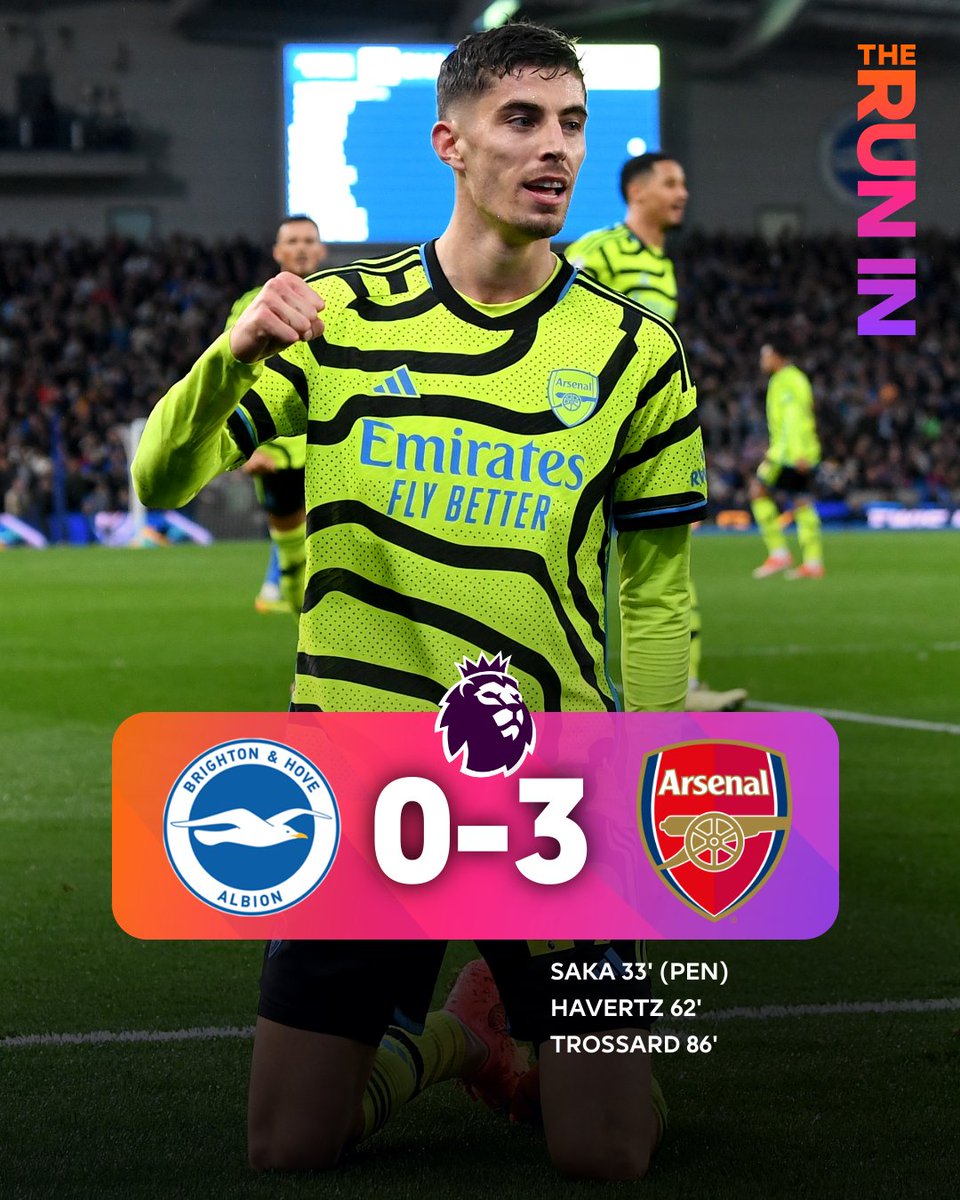 Three goals. Clean sheet. @Arsenal move back to the top of the Premier League ⬆️ #BHAARS