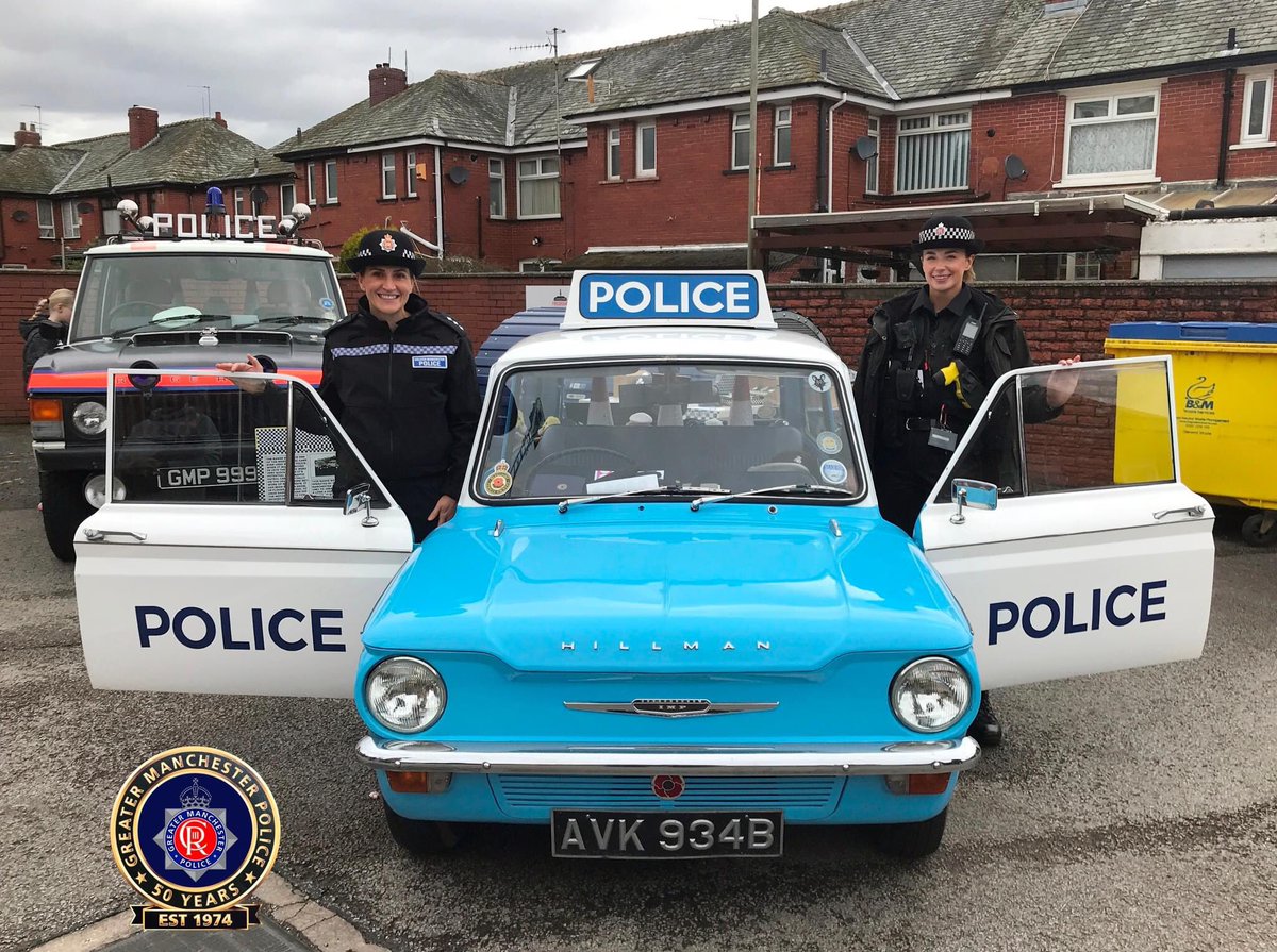 Today Fireground nice to see GMP Rochdale Chief Inspector and a PC in the new GMP uniform with Kings Crown badge. Celebrating @manchesterfire & @gmpolice #gmp50 @GMPRochdale . The @policepandaimp in it's 60th year on the road again supporting events with @VehicleEvents