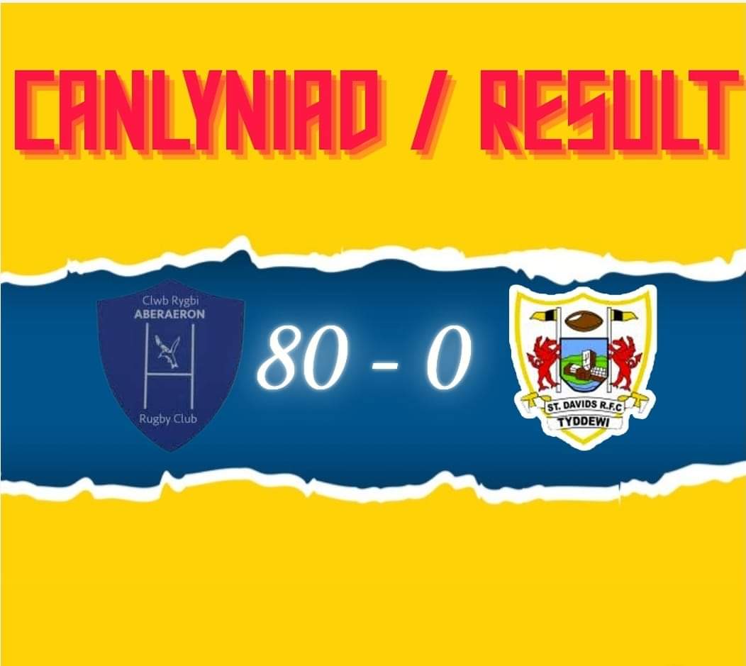 📋Canlyniad📋 Aberaeron 80 - 0 Tyddewi 🏉🏉 C. Davies 🏉🏉🏉 D. Llewelyn 🏉🏉 D. Dafis 🏉🏉 M. Harries 🏉 S. Rees 🏉 Pen try 🏉 S. Evans 🦵 R. Jenkins x9 con 🏅 MoM O. Sychpant 👌 Canlyniad gwych i'r bois i droi'r siom o colled wythnos diwethaf. Arbennig bois👍 💙💛🏉