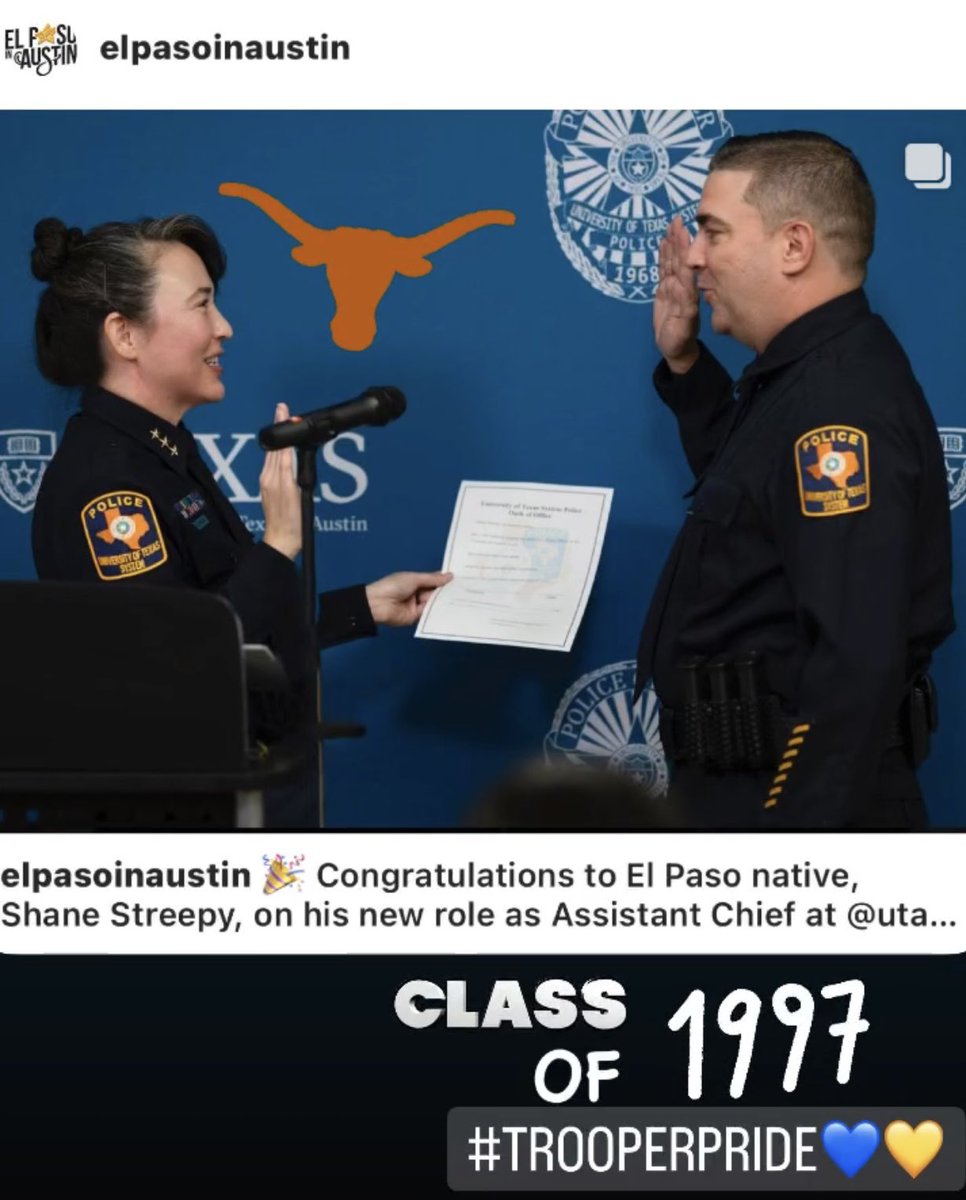 EastwoodFtbAlum's tweet photo. CONGRATULATIONS SHANE ON YOUR NEW ROLE AS ASSISTANT CHIEF AT @UTAustinPolice EASTWOOD 🏉 ALUMNI CLASS OF 1997 @utaustintx
#ElPasoProud
#HookEm #ItsallgoodEP
#TrooperPride💙💛 https://t.co/ezELU05vJr
