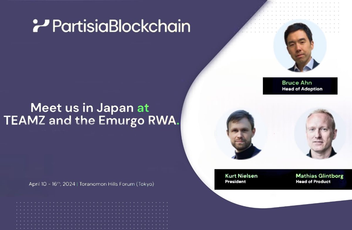 ⏳Join the @teamz_inc Summit in Tokyo for innovation,🔥 collaboration, and networking. Meet our team at the @emurgo_io RWA event to learn about our projects. Stay tuned for updates! #TEAMZ #PartisiaBlockchain #AI @partisiampc #web3 #Defi #altcoin #LFG #100X #Blockchain