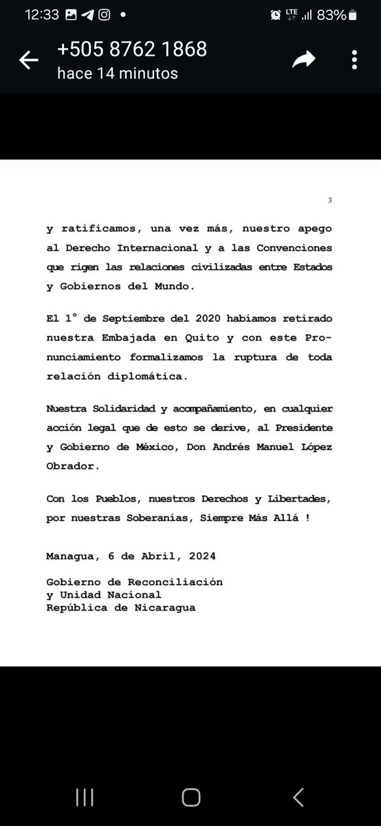NOTA DE PRENSA: Nicaragua denunciamos la ilegal actitud de Ecuador y respaldamos plenamente a Mexico exhigiendo cumplimiento del derecho internacional #4519LaPatriaLaRevolucion #PLOMO19 @CarlosE49518882 @CarlosEmilioDH @zurdoBo7 @JOTACE7777