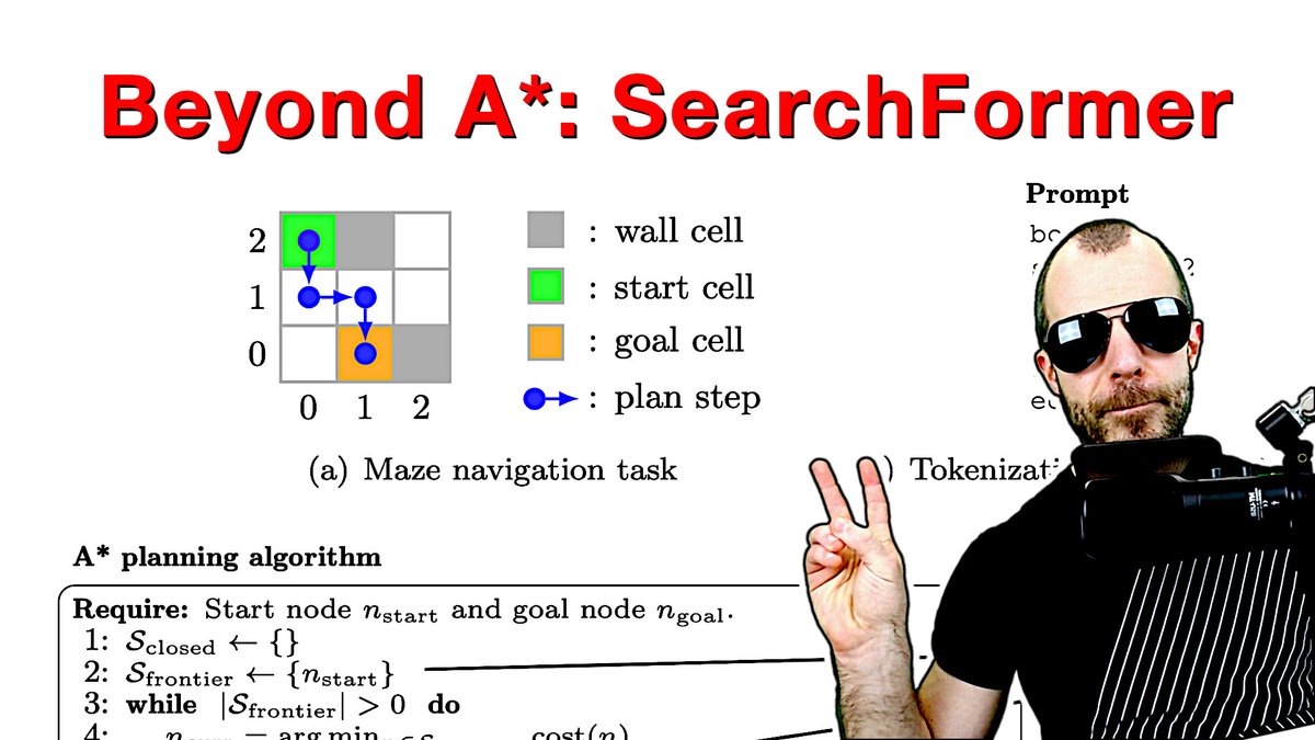 🌎New Paper Video🌎 Searchformer learns to apply the A* algorithm and then through self-refinement improves upon it in search problems. youtu.be/PW4JiJ-WaY4
