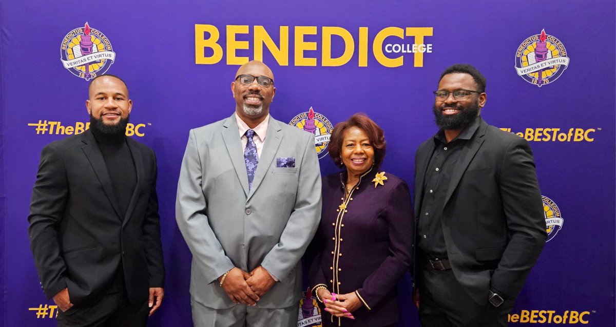 We would like to extend a special thanks to The Benedict College National Alumni Association! We appreciate you all for inviting Coach Dickerson and his assistants to the DMV. The love and support is greatly appreciated. Go Tigers! 🟣🟡🐅

#VISION 
#TheBESTofBC