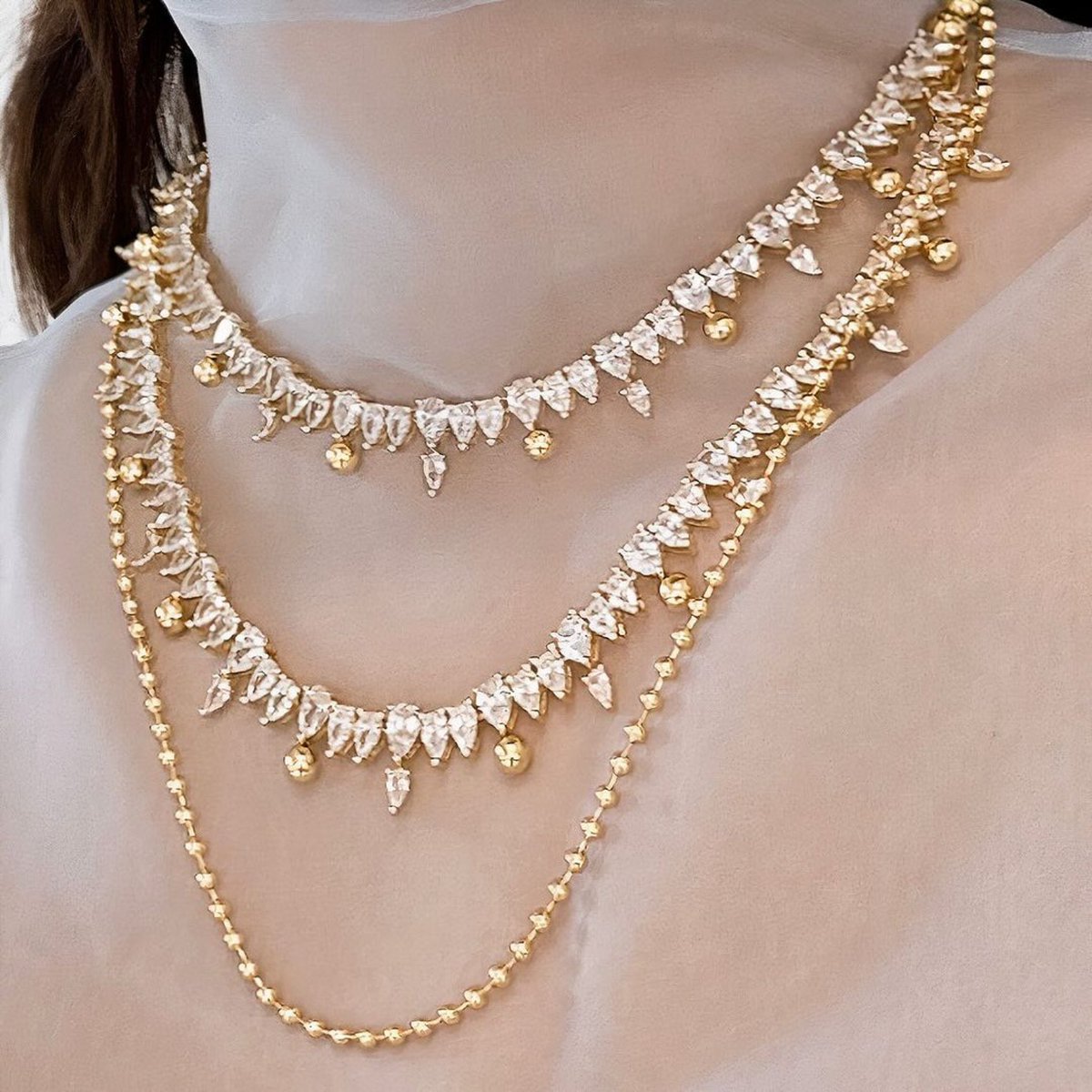 From Us, With Love and Luxe ✨ @carolina_sch x The Roxane Crystal Necklace, Roxane Tennis Bracelet, Evelyne Crystal Beaded Necklace, Corrine (Studs) Earrings 💎 #ShopBonheur #BonheurJewelry . #JewelryMadeToLastALifetime