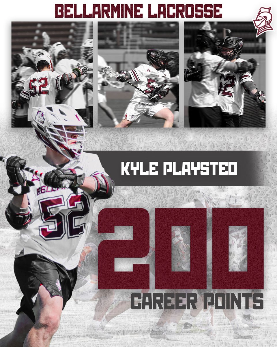 With a goal and two assists today, Kyle Playsted has become the first player in Bellarmine history to reach 2⃣0⃣0⃣ career points‼️
