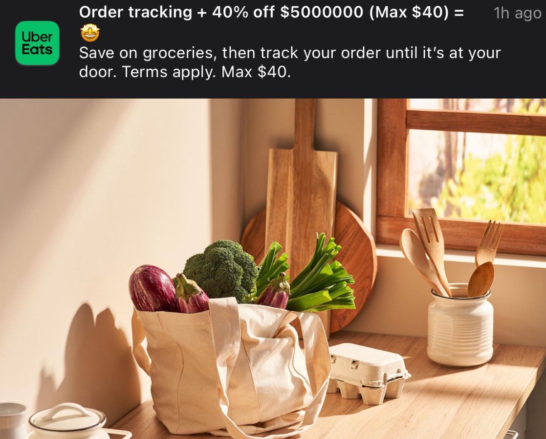 ValARed's tweet image. 40% off $5,000,000 groceries but the max is $40? Inflation is out of control.