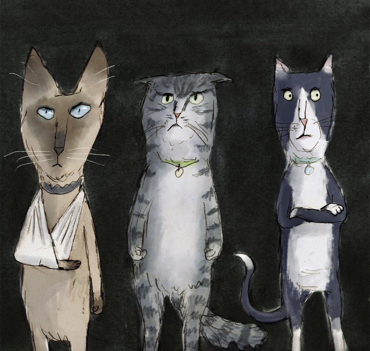 Three cats for #caturday #cat #illustration #childrensbooks #bolognachildrensbookfair
