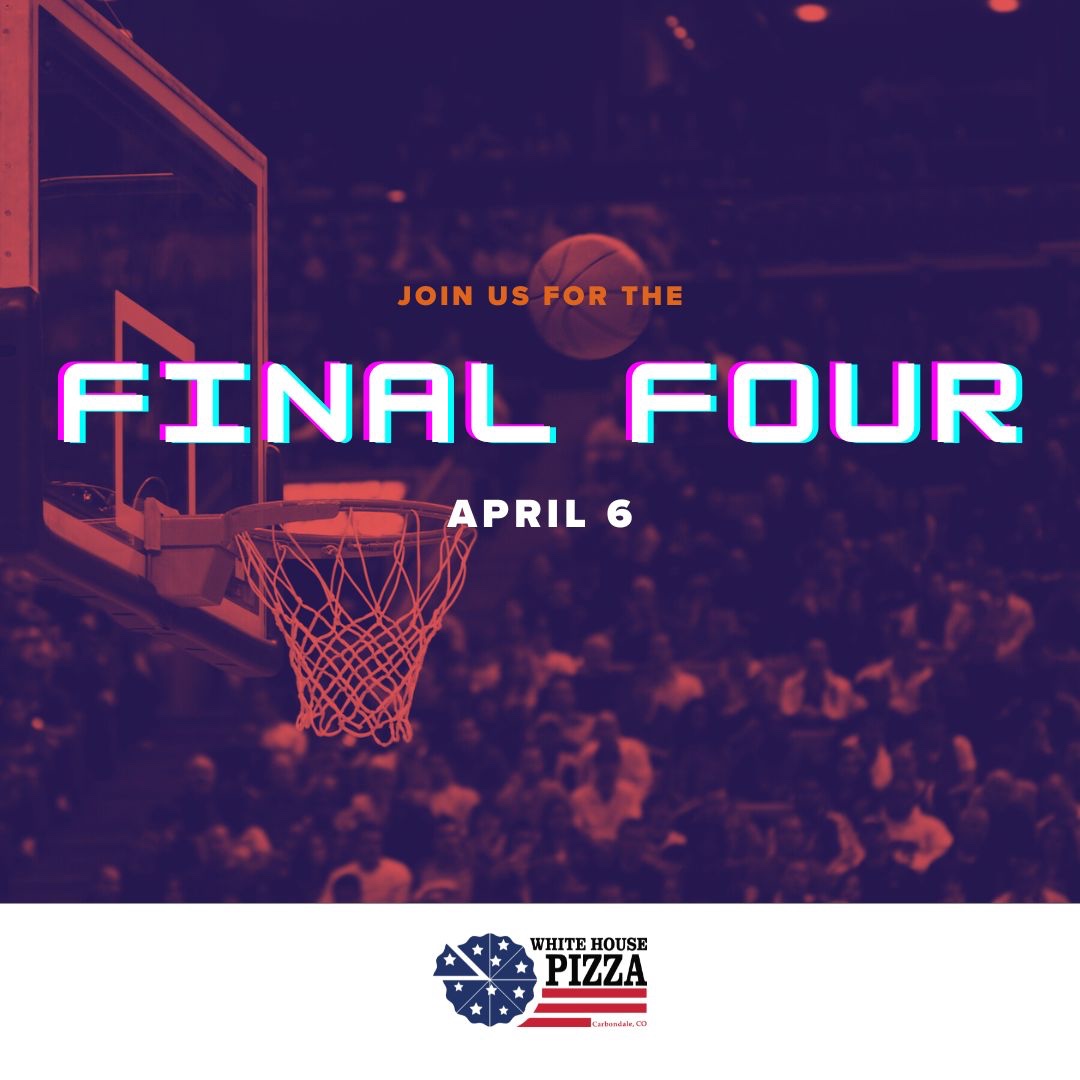 Final Four! Watch the madness unfold with your WHP favorites! 🏀🍕🍻⠀
⠀
#finalfour #marchmadness #lovelocal #whitehousepizza #carbondalesportsource #pizza #carbondalecolorado #colorado #roaringforkvalley⠀