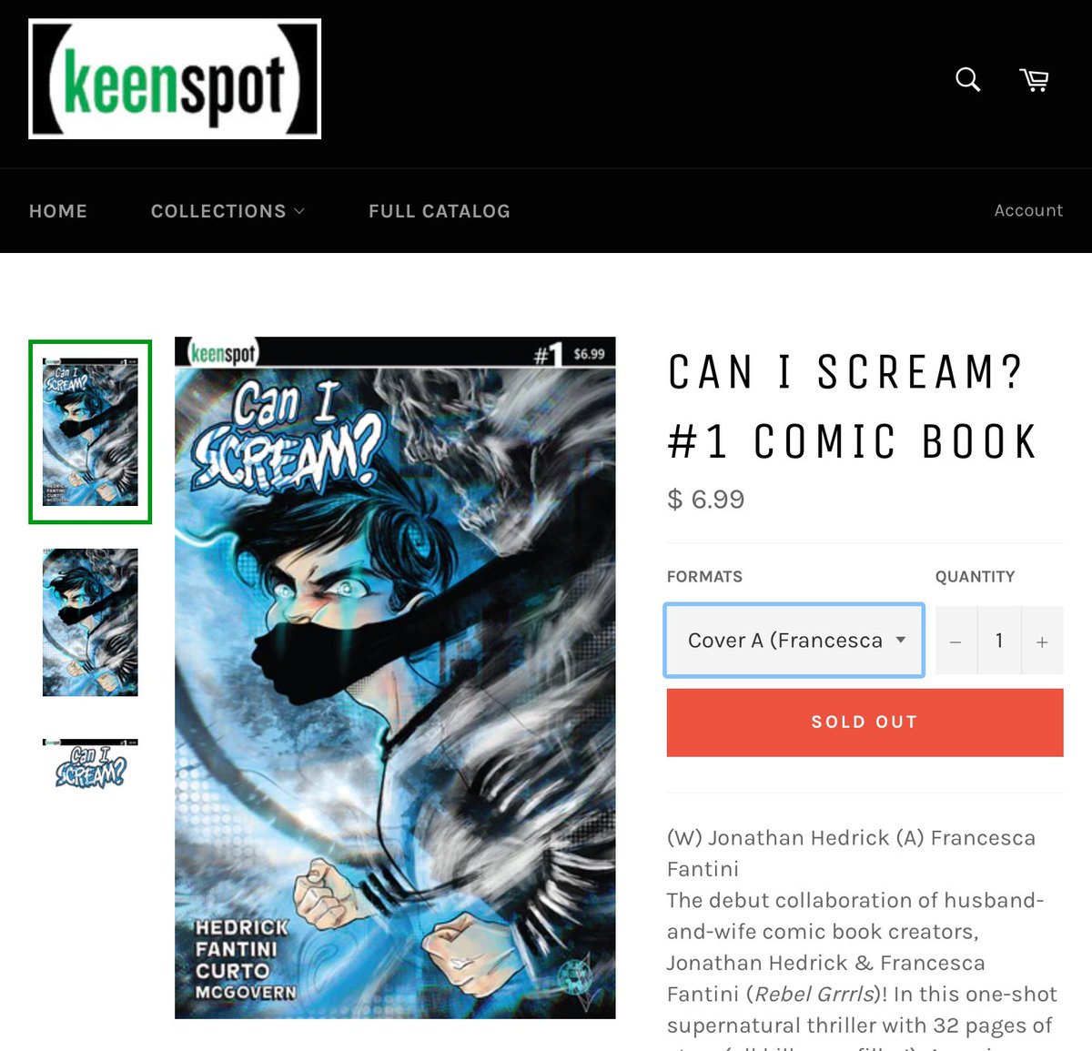 CAN I SCREAM? Cover A is now sold out at the publisher’s website too! Limited amounts of the foil and blank covers are still available! keenspotshop.com/products/can-i…