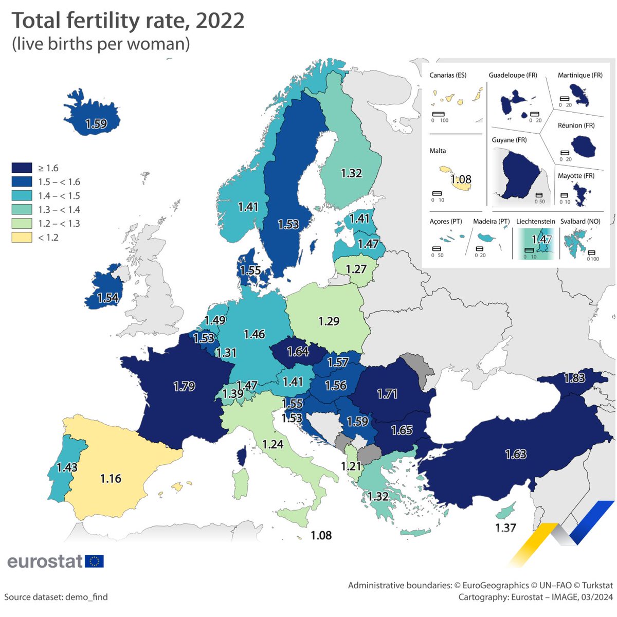 Interesting fact: Czechia (one of the least religious countries in the world) has a higher fertility rate than Turkey.