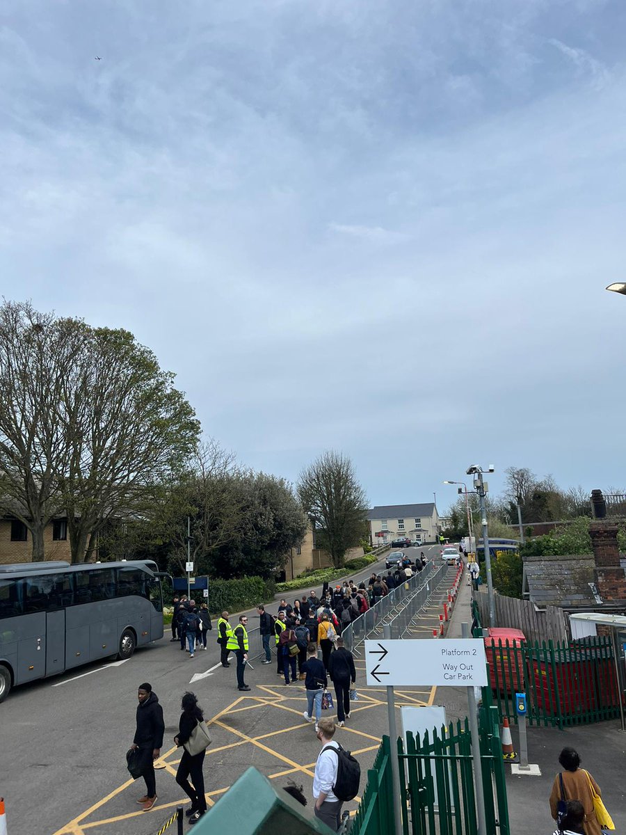 Tour Day 34 Railway Station 52. Royston. All aboard the rail replacement bus from the strike day stopping train! Cambridge, I will reach you regardless. Also, hats off to Great Northern for solid advance planning on the bus queue.