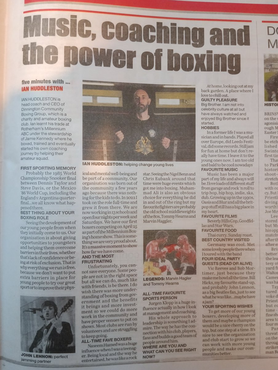 Thanks to @rotherhamtiser for inviting me to chat for their '5 minutes with...' Section. Honoured 🙏. ✌️♥️🥊 @TNLComFund @England_Boxing @EmpireFightingC @Sport_England @KayLiamkay @DinningtonHigh