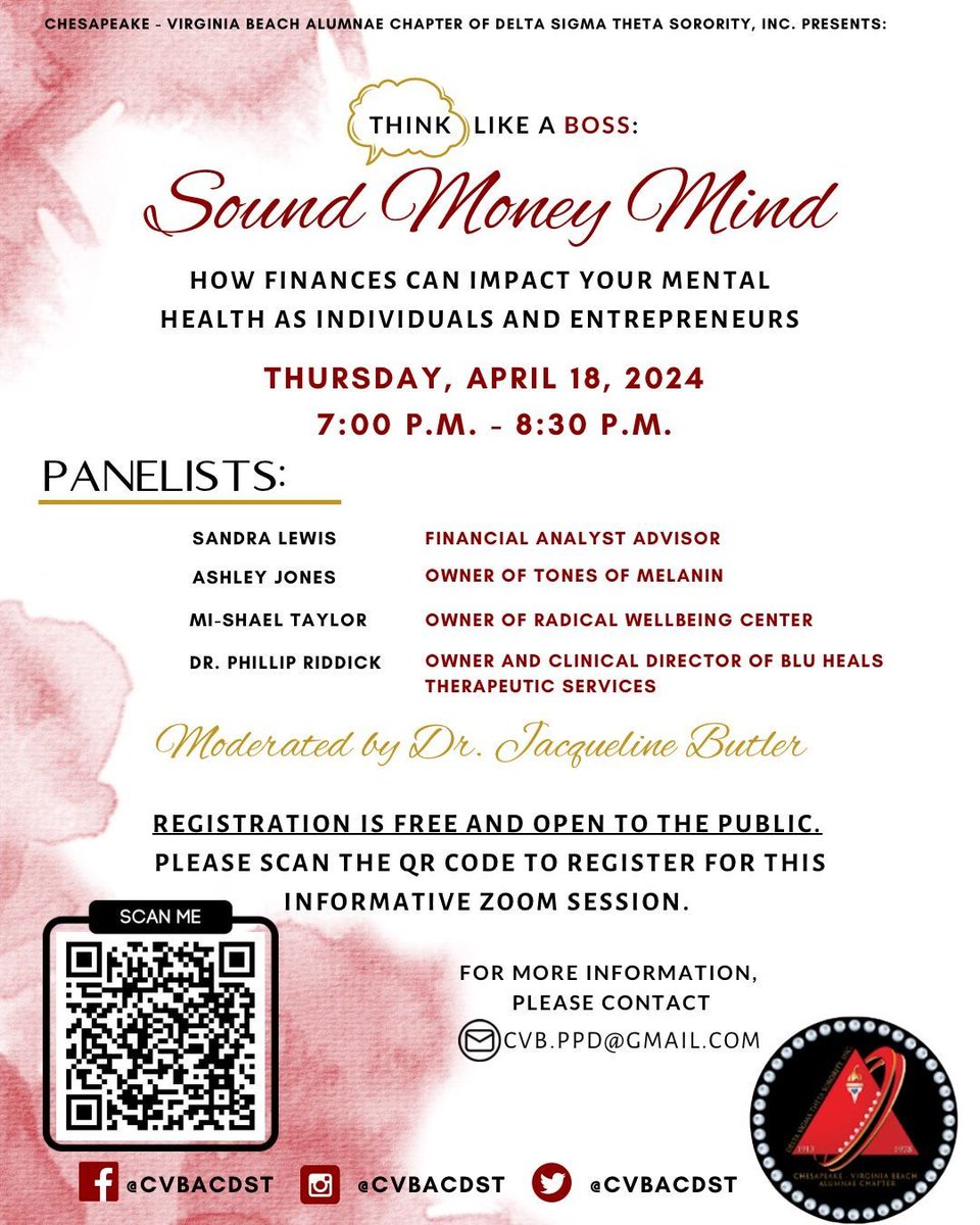 CVBACDST's tweet photo. Unlock the secrets to financial wellness at our upcoming Think Like A Boss Series!
Dive into the connection between money and mental health with industry experts. Don't miss out on valuable insights!
🔗: https://t.co/NJOuKYy2Lh
#DST1913 | #ThinkLikeABoss https://t.co/Eg7cNdXUyf