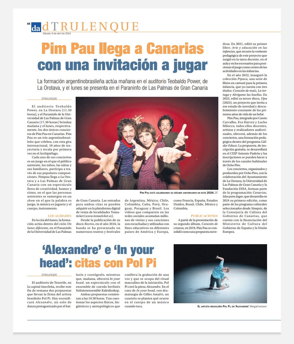 Padilla_Mar's tweet photo. @pimpauoficial 
@diariodeavisos 
@LaOrotava 
@AytoGaldar 
@FundacionDISA 

Arte, Música y Juego para las Infancias en Gran Canaria y Tenerife 😍 https://t.co/qdUApGzSxU