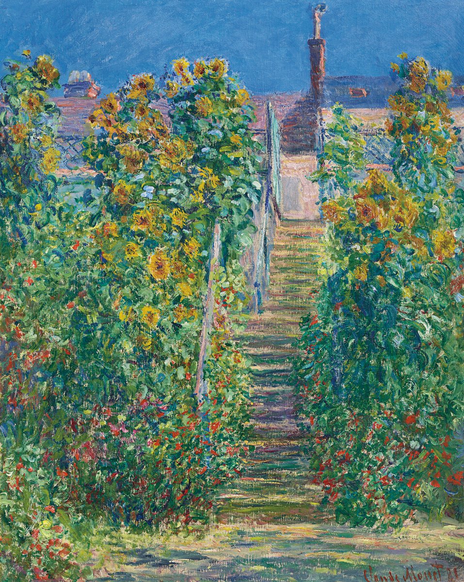 The Staircase in Vetheuil by Claude Monet, 1881. #flowers #monet