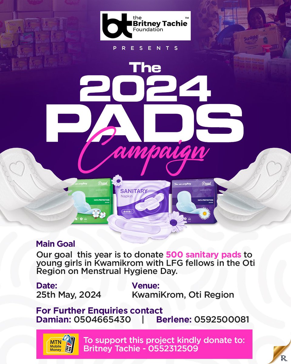 Britney_Tachie's tweet photo. Join us in supporting girls in need! Together, we can make sure they have access to sanitary pads. Your donation can truly change lives! 💕 
#DonateForACause 
 #SupportGirlsInNeed
#endperiodpovertyinghana https://t.co/O5wYmAnykj
