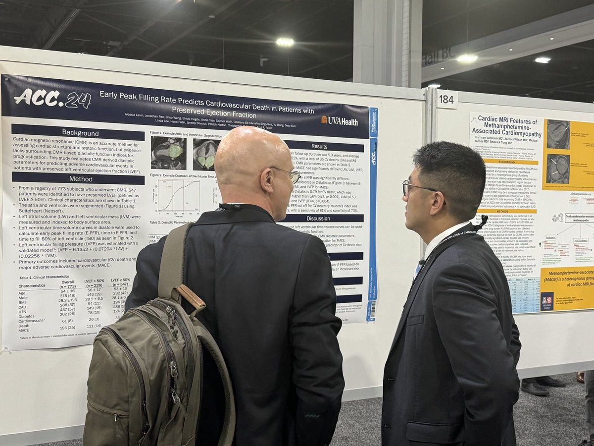 ⁦@JonathanPanMD⁩ making us proud presenting his work on diastolic parameters by cmr in HFpEF #ACC24 ⁦@AmitRPatelMD⁩ ⁦@ChrisKramerMD⁩ ⁦@UVACardsFellows⁩ ⁦@CardioUva⁩