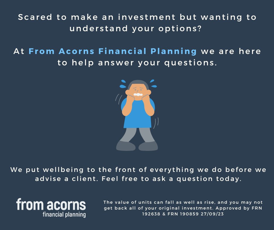 Scared to make an investment but wanting to understand your options? 

We put wellbeing to the front of everything we do before we advise a client.

#FinancialWellbeing bit.ly/47LPTFK
