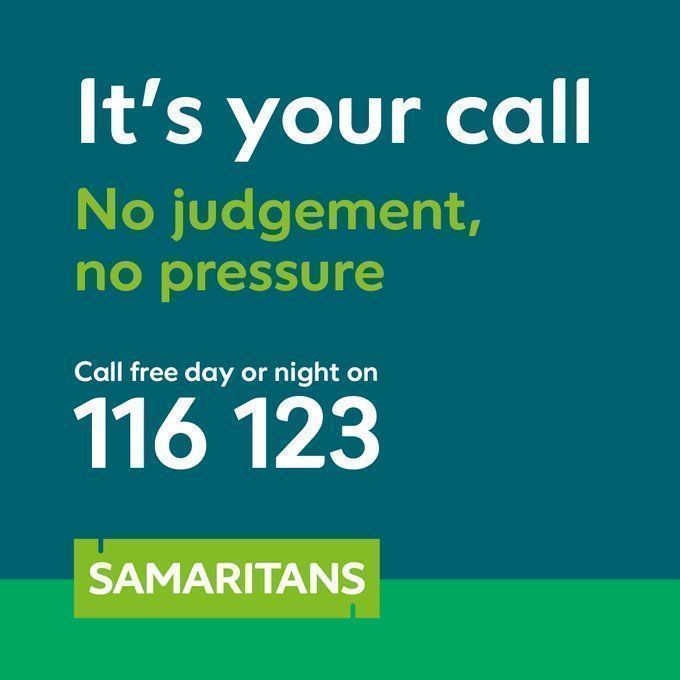 Dr Andy Mayers💡 (@drandymayers) on Twitter photo It's worth knowing that you can call <a href="/samaritans/">Samaritans</a> 24/7 all year. It's a free call. Speak to someone anonymously in confidence and without judgement.
<a href="/SamsBournemouth/">B'mouth Samaritans</a> <a href="/DorsetMind/">Dorset Mind</a> <a href="/MindCharity/">Mind</a> <a href="/bournemouthuni/">Bournemouth Uni</a> <a href="/SUBUBournemouth/">Students' Union at Bournemouth University</a> <a href="/dor_pip/">DorPip</a> @BCHAnews It's worth knowing that you can call <a href="/samaritans/">Samaritans</a> 24/7 all year. It's a free call. Speak to someone anonymously in confidence and without judgement.
<a href="/SamsBournemouth/">B'mouth Samaritans</a> <a href="/DorsetMind/">Dorset Mind</a> <a href="/MindCharity/">Mind</a> <a href="/bournemouthuni/">Bournemouth Uni</a> <a href="/SUBUBournemouth/">Students' Union at Bournemouth University</a> <a href="/dor_pip/">DorPip</a> @BCHAnews