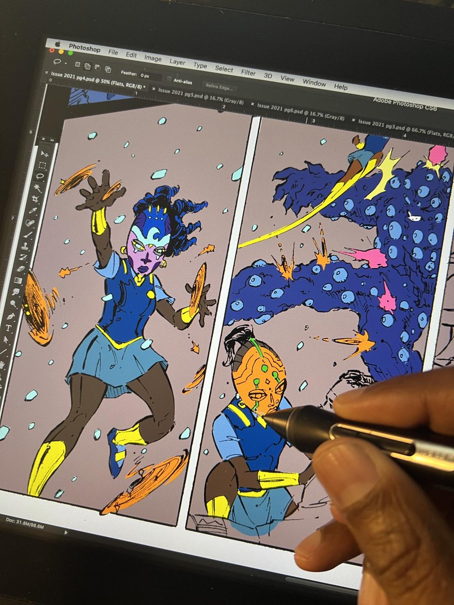 Getting the next Is’nana the Were-Spider book ready! Daughters of the Goddess were characters from a short @KIDCOMICSKJ & I made and released digitally… in a few months, we’re rereleasing, this time in both print & in full color! #blackculture #blackcomicbooks