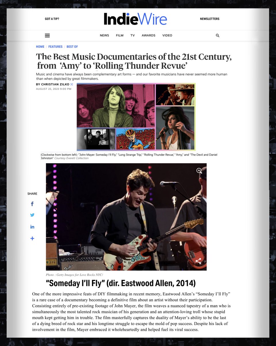 Eastwoodallen's tweet image. Today marks 10 years since I released my @JohnMayer doc ‘Someday I’ll Fly’. 

Time is flying. 🎸🕊️#JohnMayerDoc
youtu.be/A2wsTv3zVD0?si…