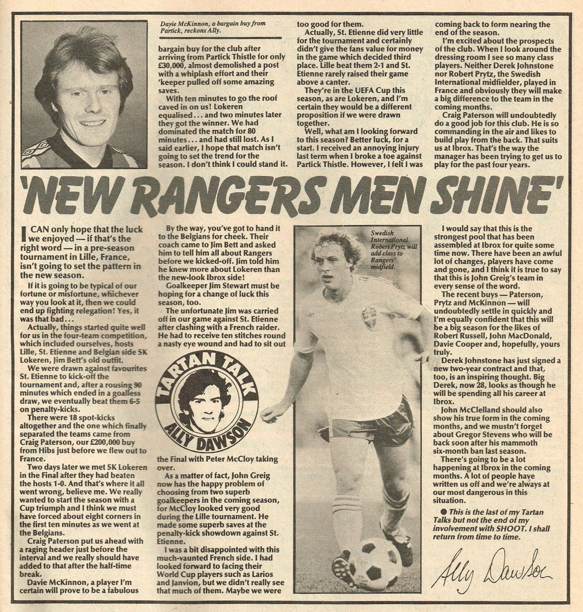 'New #Rangers men shine' #TartanTalk #AllyDawson #DaveMackinnon #Shoot! 1982-08-21